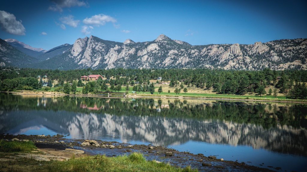 A view across Estes Park outside of Rocky Mountain National Park.